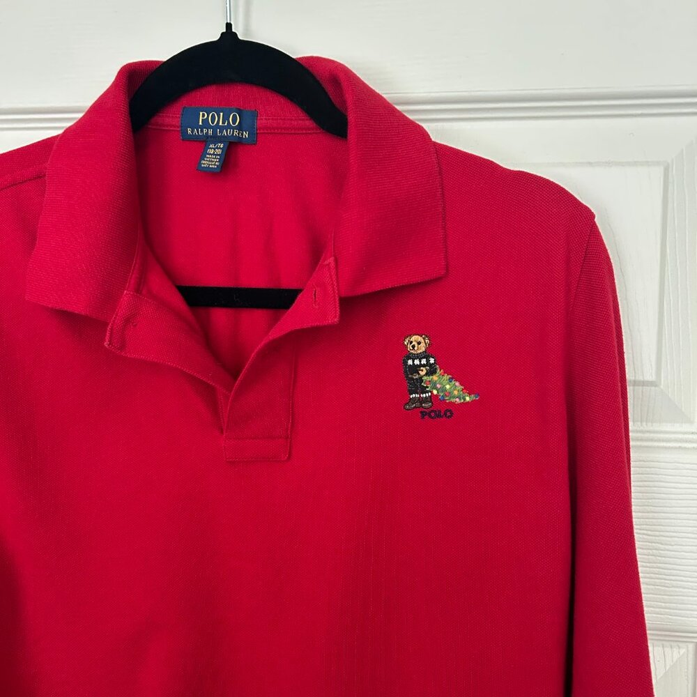 RARE Polo Ralph Lauren Polo Christmas Bear Shirt - (18-20)  Youth XL Long Sleeve - Picture 3 of 10